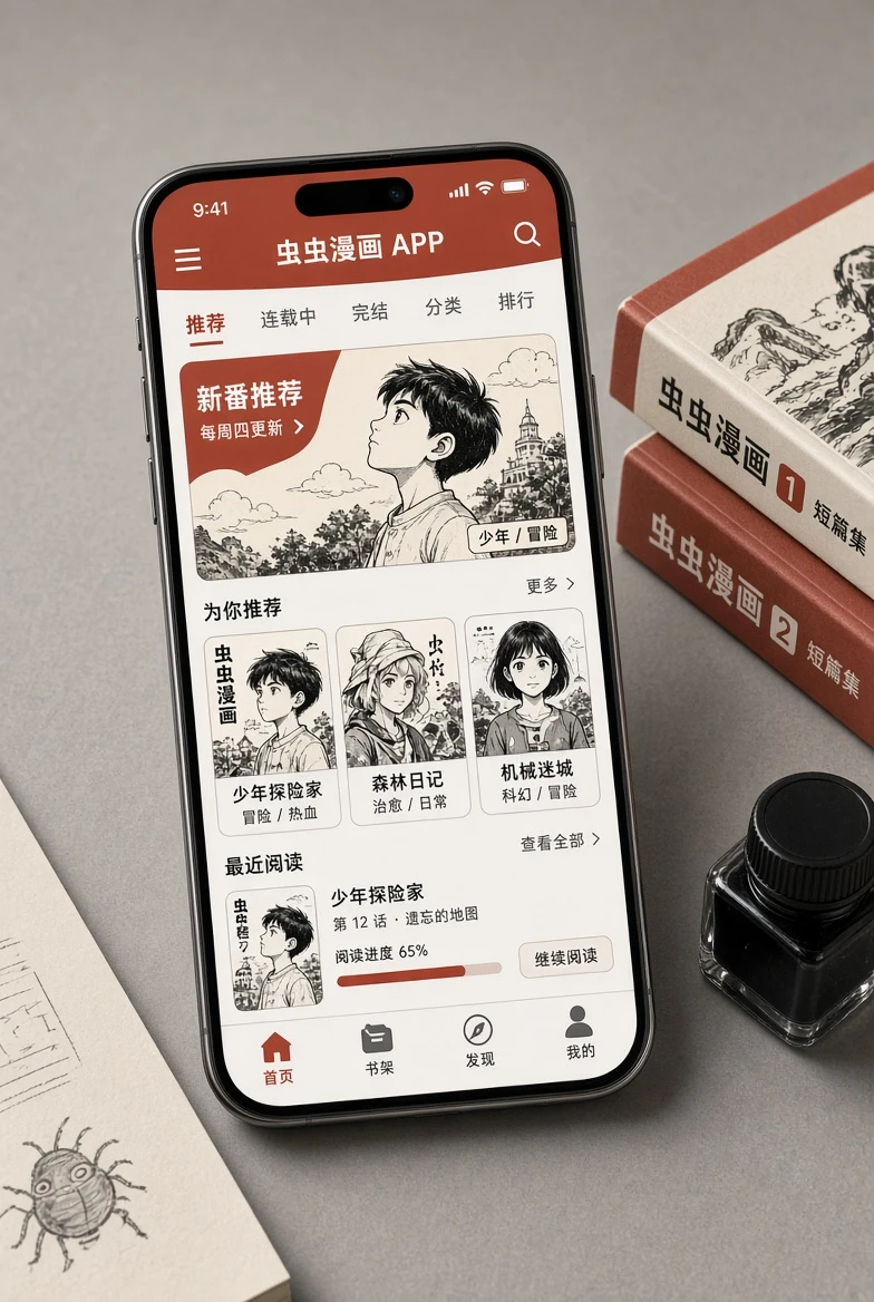 虫虫漫画APP界面示意